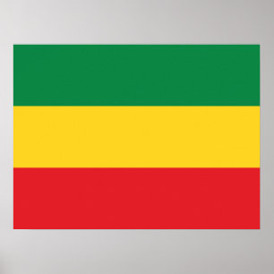 Poster Drapeau vert, or (jaune) et rouge