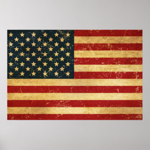 Poster Drapeau Vintage américain Grunge