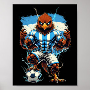Poster Drapeau vintage de fan de football d'Argentine Fie
