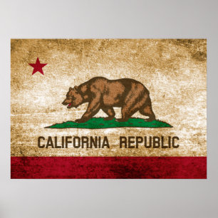 Poster Drapeau vintage de la Californie