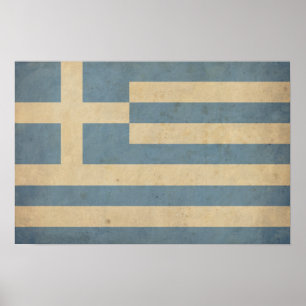 Poster Drapeau vintage de la Grèce