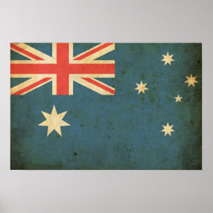 Poster Drapeau vintage de l'Australie