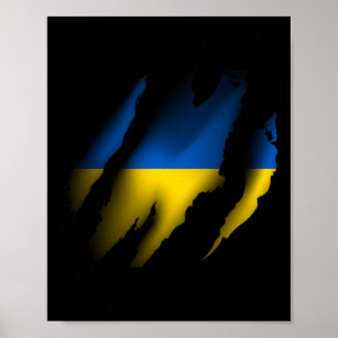 Poster Drapeau vintage de l'Ukraine avec rayure de tigre