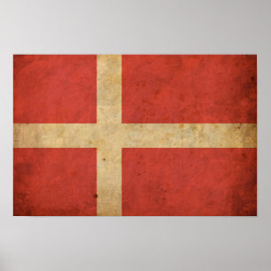Poster Drapeau vintage du Danemark