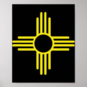 Poster Drapeau vintage du Nouveau-Mexique Zia Soleil Rétr