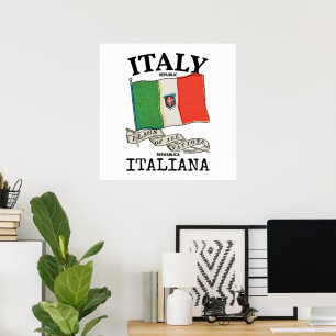 Poster Drapeau vintage du pays Italie