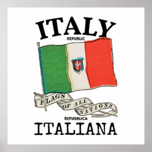 Poster Drapeau vintage du pays Italie