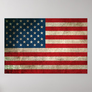 Poster Drapeau vintage en détresse des États-Unis