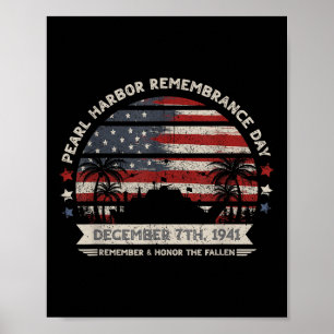 Poster Drapeau vintage Hawaii Usa Tee, Pearl Harbour