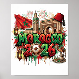 Poster Drapeau Vintage Marocain Africain Maroc