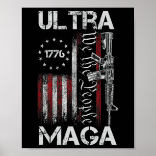 Poster Drapeau vintage Usa Ultra Mega Gun Usa 4 juillet T