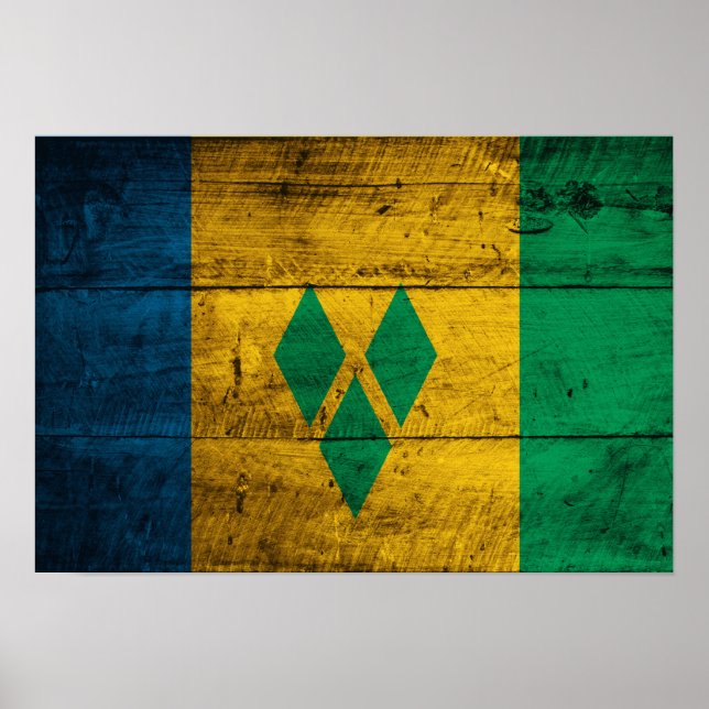 Poster Drapeau Wood St. Vincent & Grenadines (Devant)