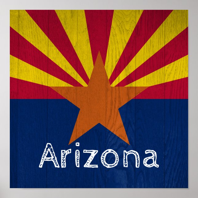 Poster Drapeau Woodgrain Arizona Starburst (Devant)