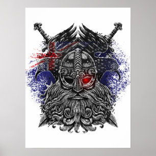 Poster Drapeaux australiens mythologie viking épées corbe