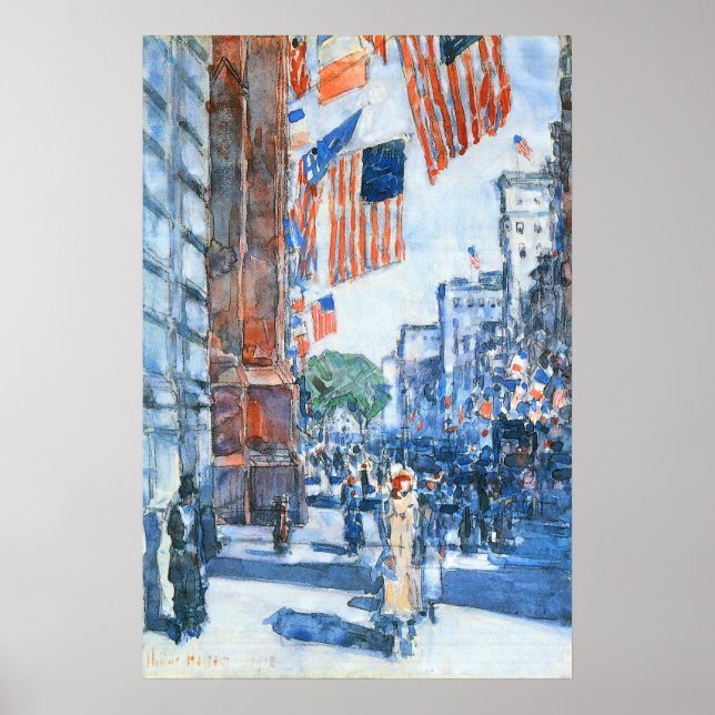 Poster Drapeaux Cinquième Avenue par Childe Hassam, Art V (Devant)