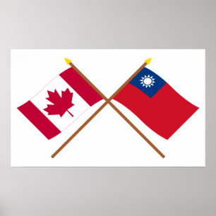 Poster Drapeaux croisés Canada et Taïwan