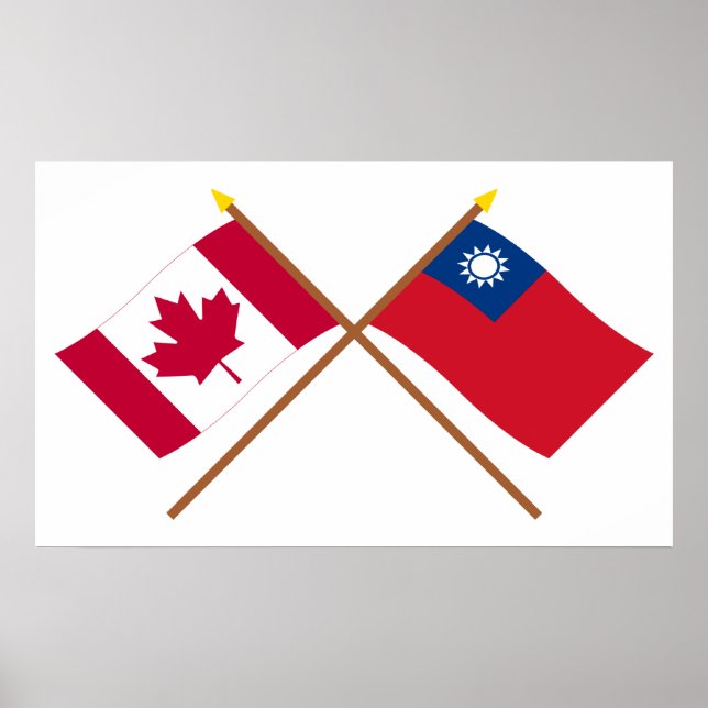 Poster Drapeaux croisés Canada et Taïwan (Devant)