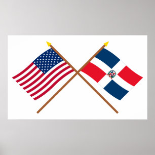 Poster Drapeaux croisés des États-Unis et de la Républiqu
