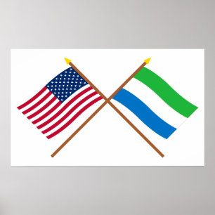 Poster Drapeaux croisés des États-Unis et de la Sierra Le