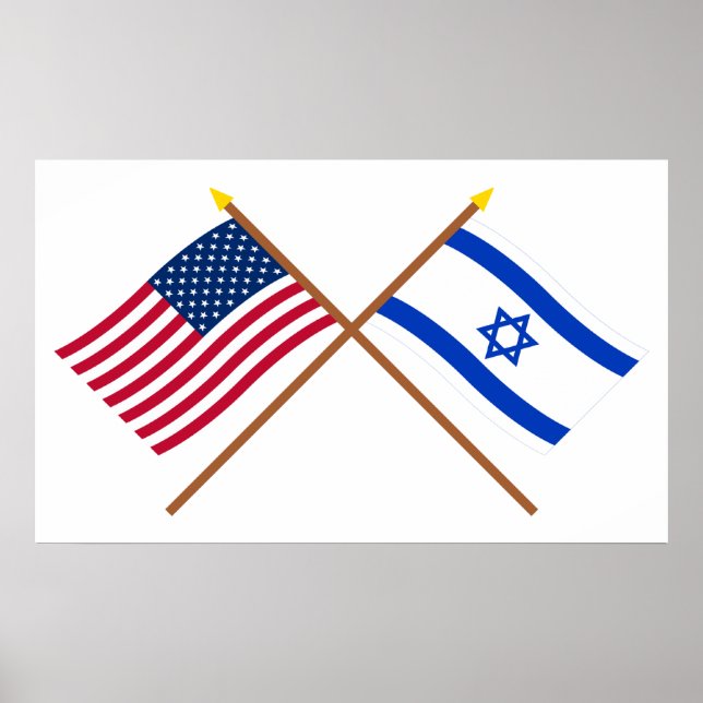 Poster Drapeaux croisés des États-Unis et d'Israël (Devant)