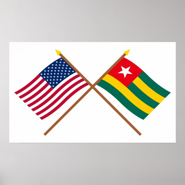Poster Drapeaux croisés des États-Unis et du Togo (Devant)