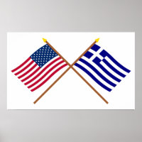 Drapeaux croisés États-Unis et Grèce