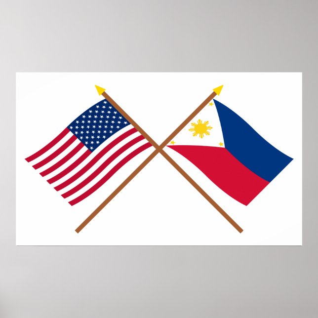 Poster Drapeaux croisés États-Unis et Philippines (Devant)