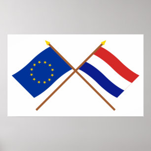 Poster Drapeaux croisés UE et Pays-Bas