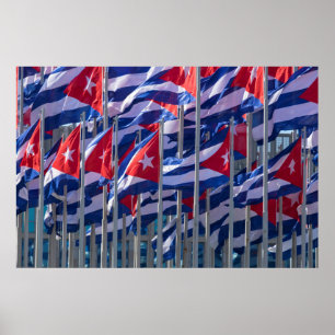 Poster Drapeaux cubains, La Havane, Cuba