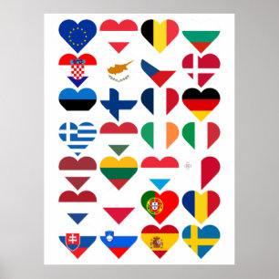 Poster Drapeaux de la carte postale de l'Union européenne