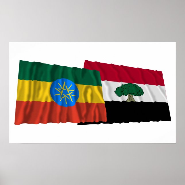 Poster Drapeaux de l'Éthiopie et de l'Oromia (Devant)