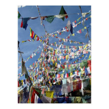 Drapeaux de prière bouddhiste tibétain Photo