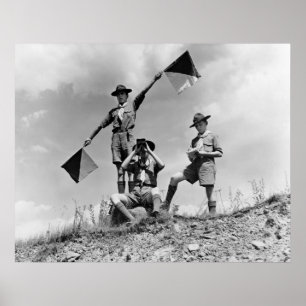 Poster Drapeaux de sémaphore de scouts, années 1940
