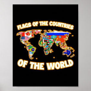 Poster Drapeaux Des Pays Du Monde Carte Internationale