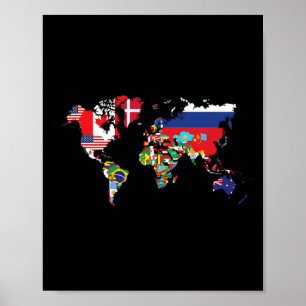 Poster Drapeaux Des Pays Du Monde Carte Internationale