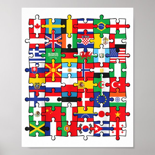 Poster Drapeaux des pays du pavillon international (Devant)