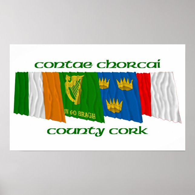 Poster Drapeaux du comté de Cork (Devant)