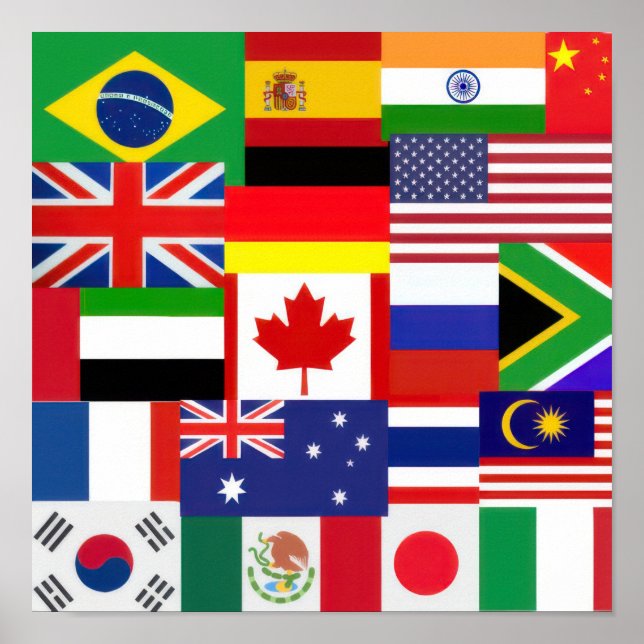 Poster Drapeaux du monde (Devant)