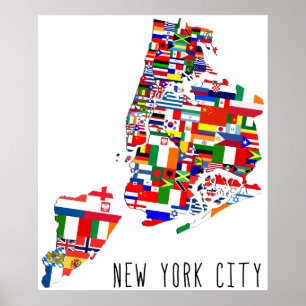 Poster Drapeaux du quartier de New York