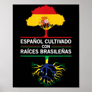 Poster Drapeaux Espagne Brésil Cadeau Patrimoine Expat Fa