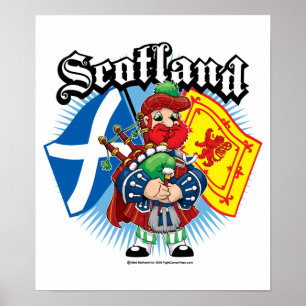 Poster Drapeaux et joueur de pipeau de l'Ecosse