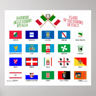 Poster Drapeaux régionaux d'Italie