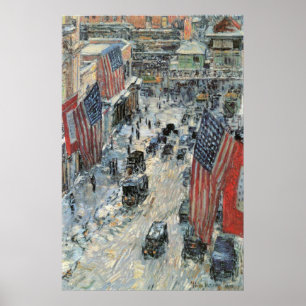 Poster Drapeaux sur la 57ème rue par Frederick Childe Has