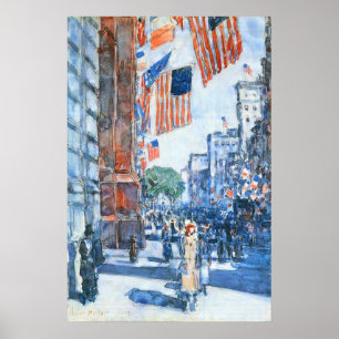 Poster Drapeaux sur la Cinquième Avenue de Childe Hassam,