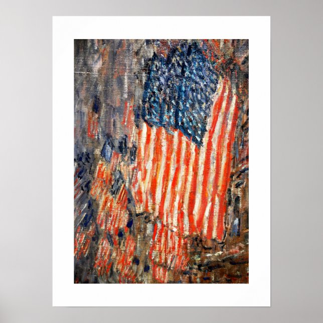 Poster Drapeaux sur le Waldorf par Childe Hassam. Art (Devant)