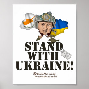 Poster Drapeaux Ukraine Chypre Selenskyj Soutenez l'Ukrai