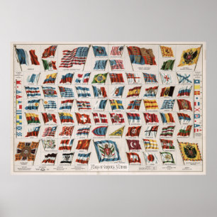 Poster Drapeaux vintages de l'illustration du monde