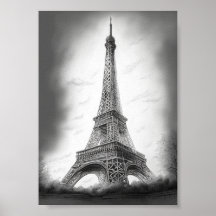 Poster Drawing of the Eiffel Tower
