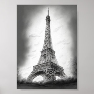 Poster Drawing of the Eiffel Tower