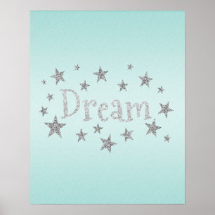 Poster Dream Aqua avec Parties scintillant en argent